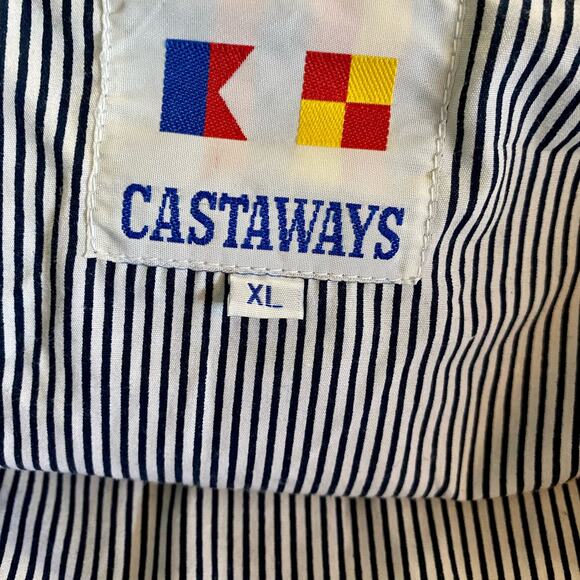 Castaways Vintage Blue Nautical Stripe Windbreaker Jacket Unisex Mens XLarge - Picture 14 of 16